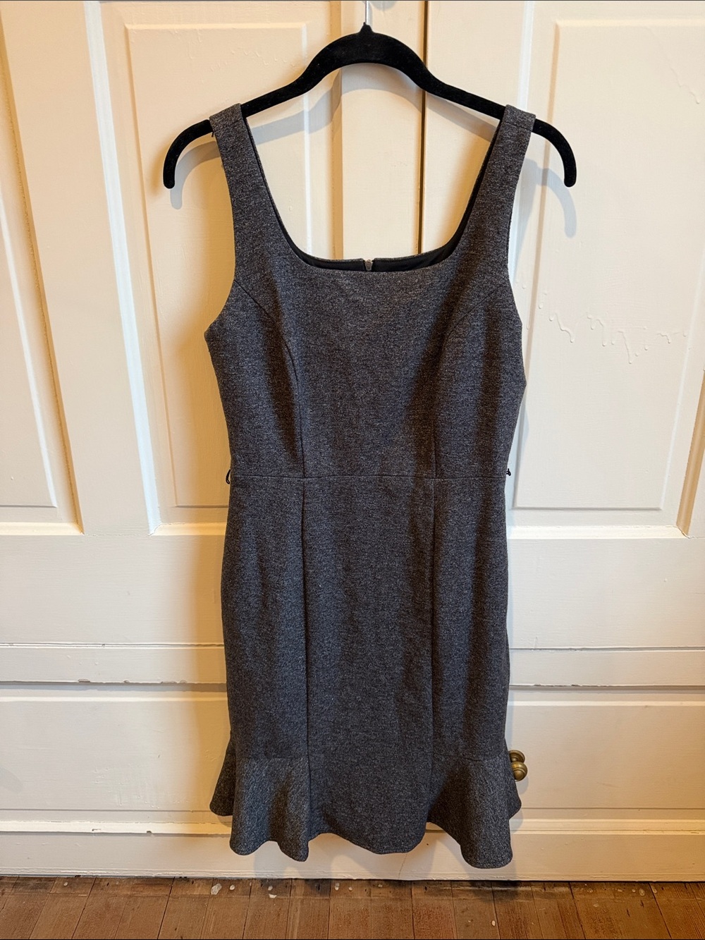 The Limited Charcoal Gray Sleeveless Sheath Dress with Flounce Hem